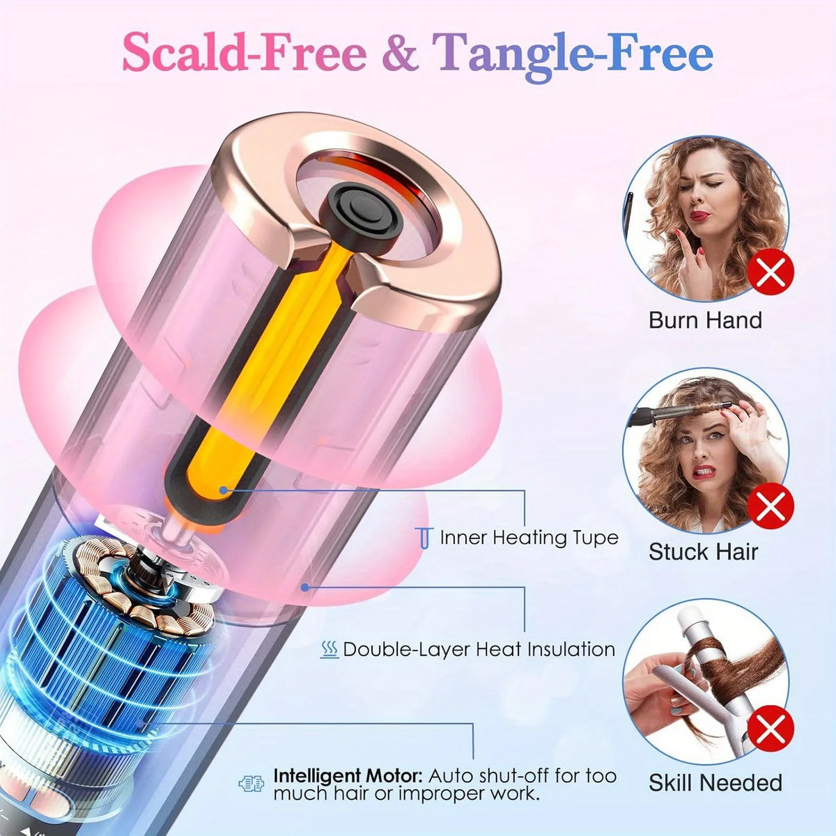 Cordless Auto Curling Iron – 1" Rotating Rechargeable Hair Curler