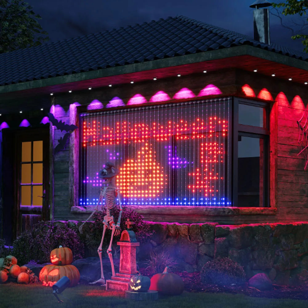Smart LED Curtain Lights – App-Controlled DIY Text & Picture Window Display