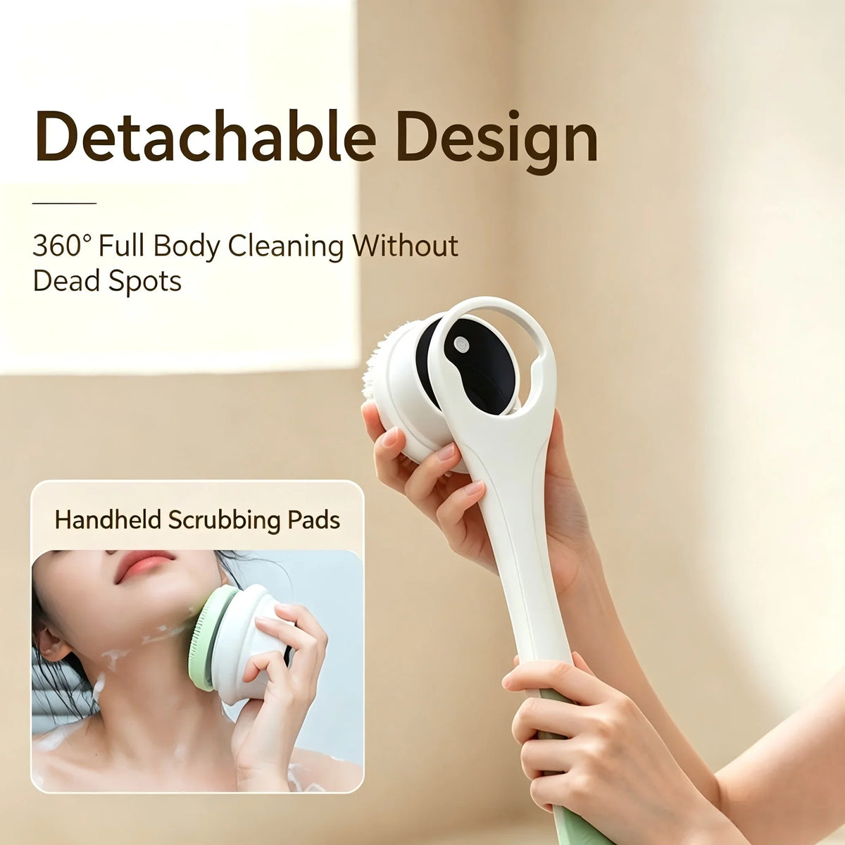 Electric Spin Body Brush – Waterproof Shower Scrubber with 5 Heads