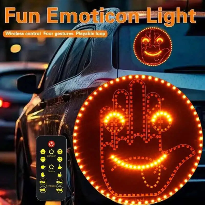 Car Gesture Light – Remote LED Emoji Sign for Rear Window