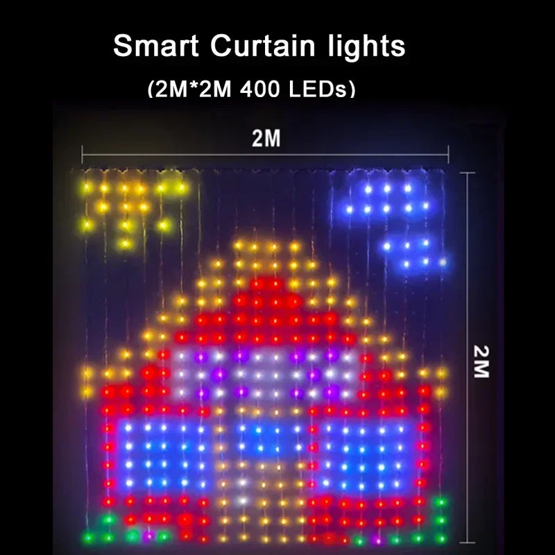 RGB Music Sync Curtain Lights – Scrolling Text LED Fairy Lights