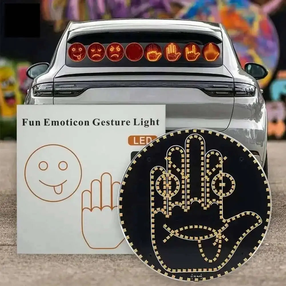 Car Gesture Light – Remote LED Emoji Sign for Rear Window