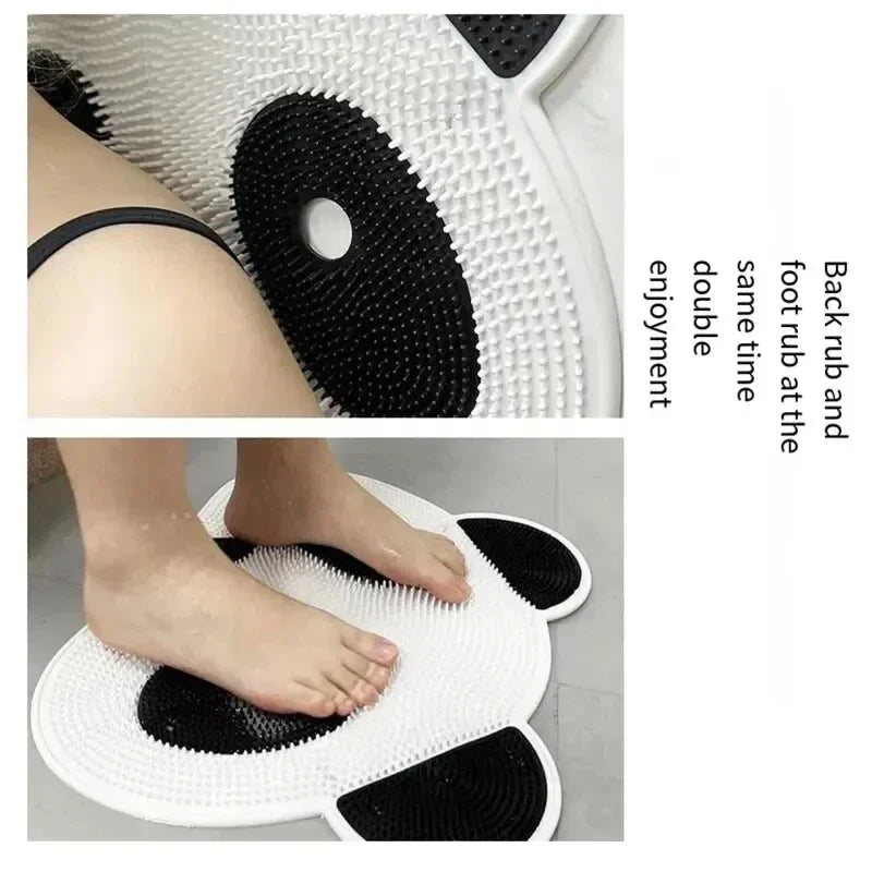 Panda Shower Foot Scrubber Mat – Non-Slip Silicone Back & Foot Massager