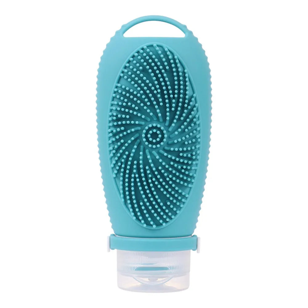 2-in-1 Shower Brush Bottle – Refillable Silicone Body Wash Scrubber, 100ml