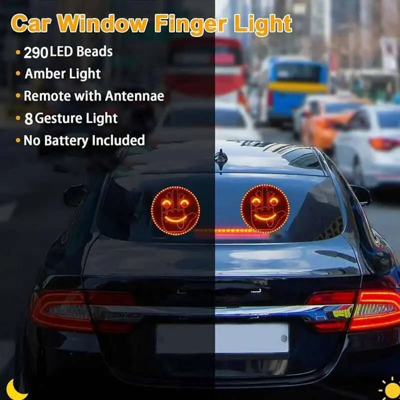 Car Gesture Light – Remote LED Emoji Sign for Rear Window