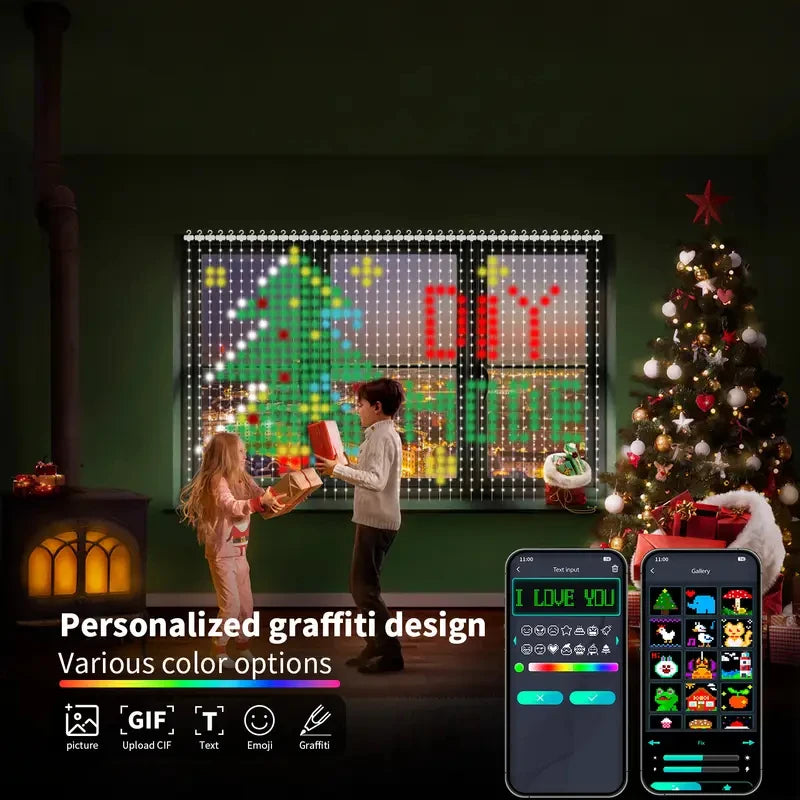 RGB Music Sync Curtain Lights – Scrolling Text LED Fairy Lights