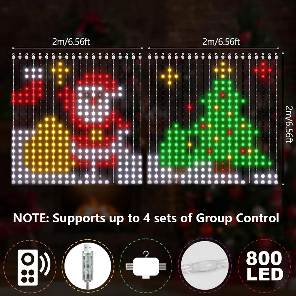 Smart LED Curtain Lights – App-Controlled DIY Text & Picture Window Display