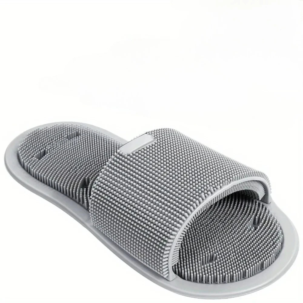 Foot Scrubber Slipper – No-Bend Shower Foot Cleaner with Suction Cups