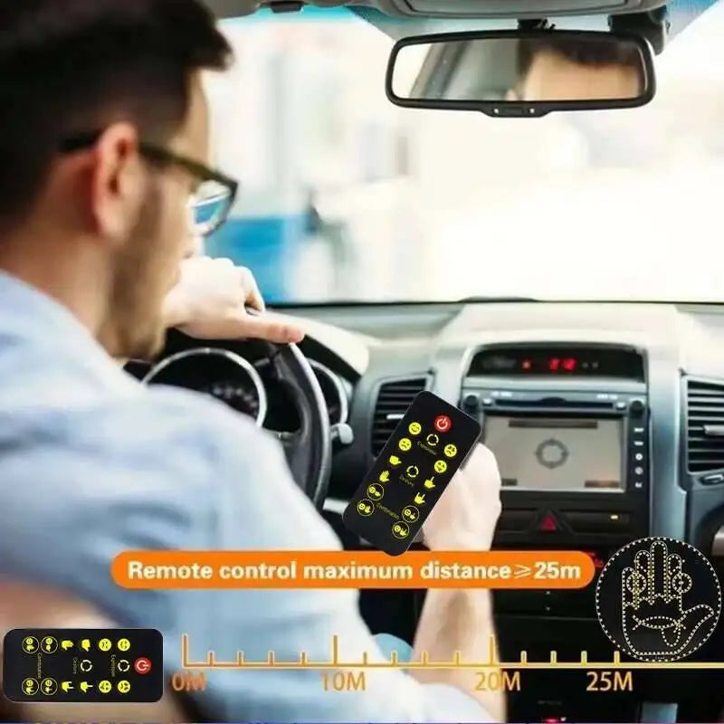 Car Gesture Light – Remote LED Emoji Sign for Rear Window