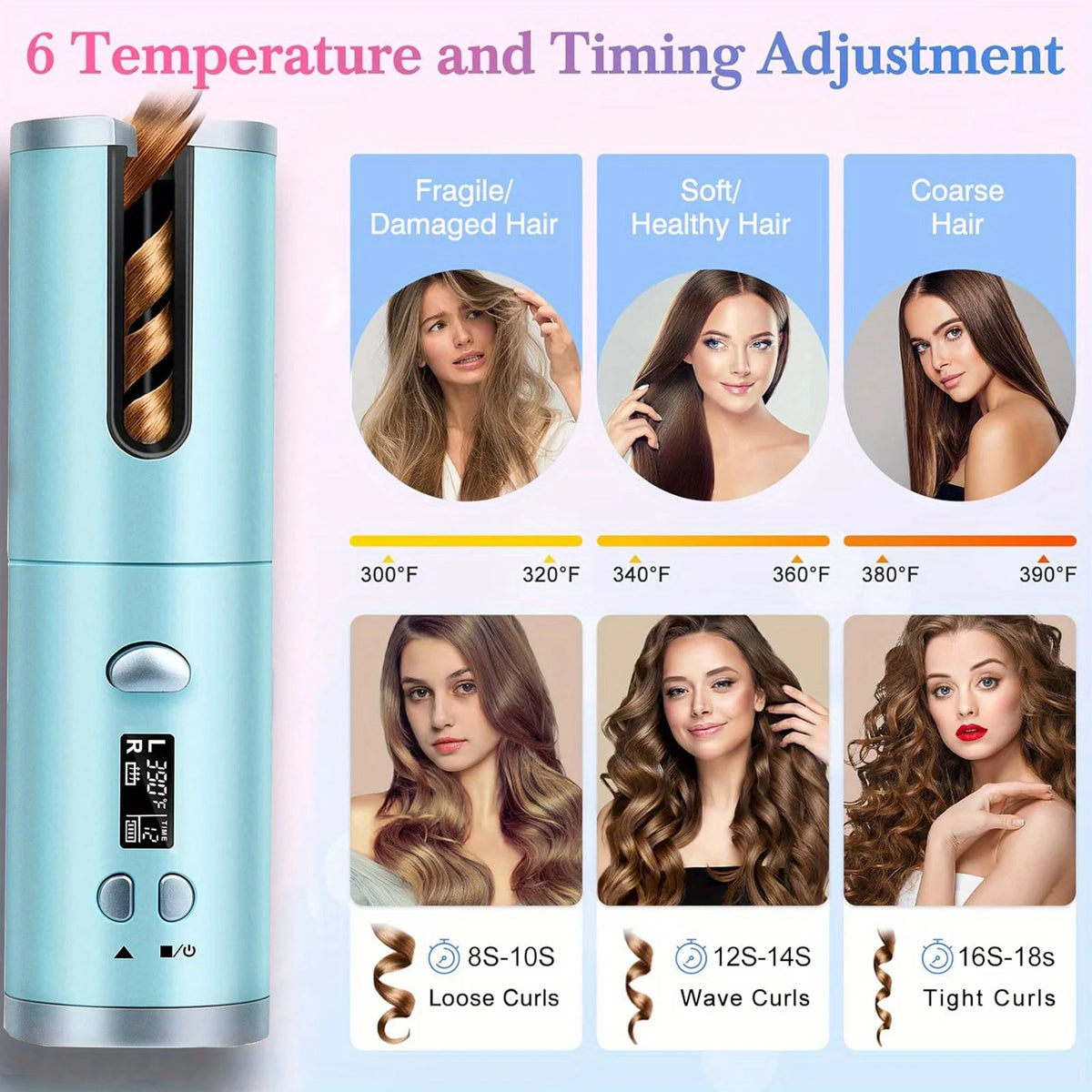 Cordless Auto Curling Iron – 1" Rotating Rechargeable Hair Curler