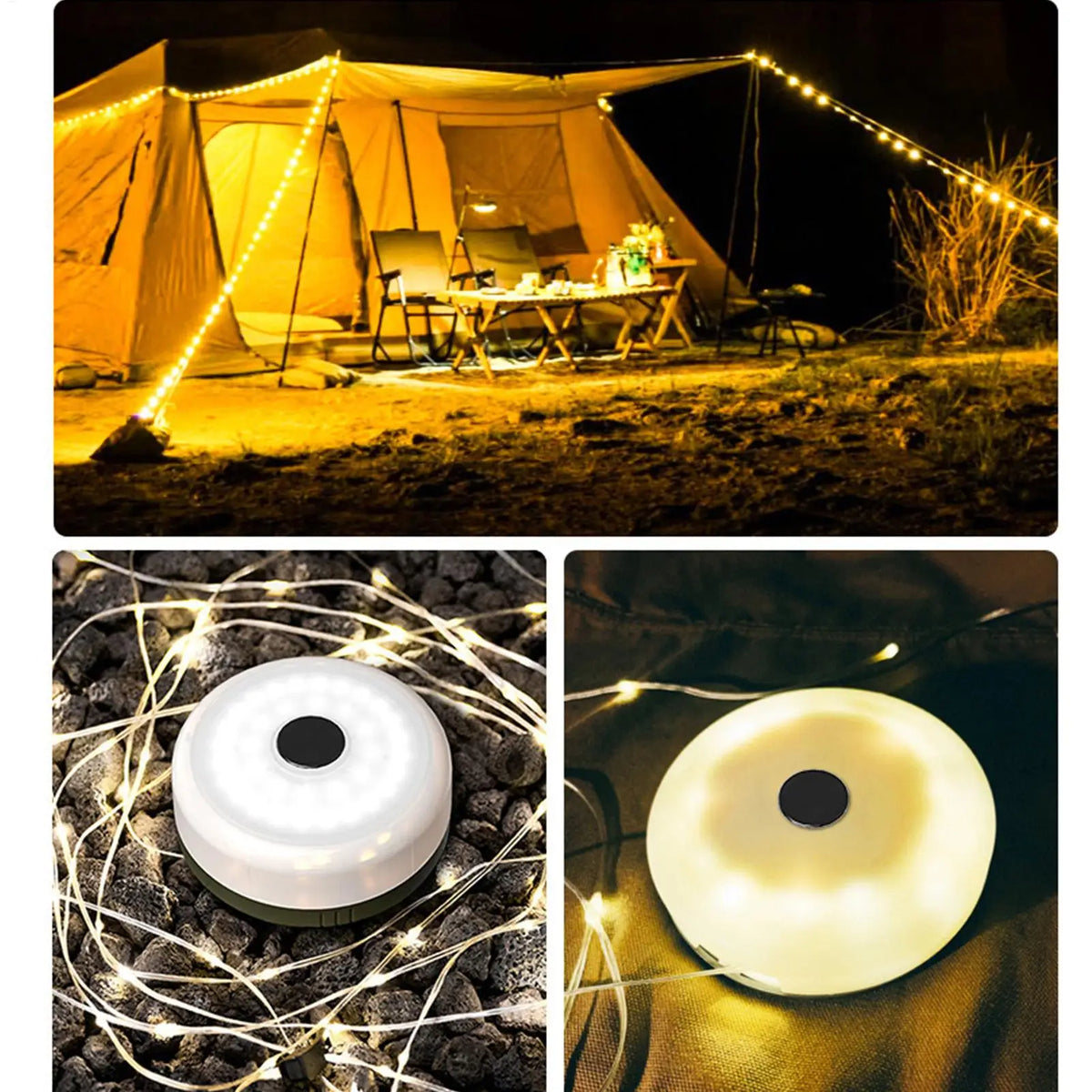 Retractable LED String Lights – 65 ft Rechargeable Camping & Patio Lights